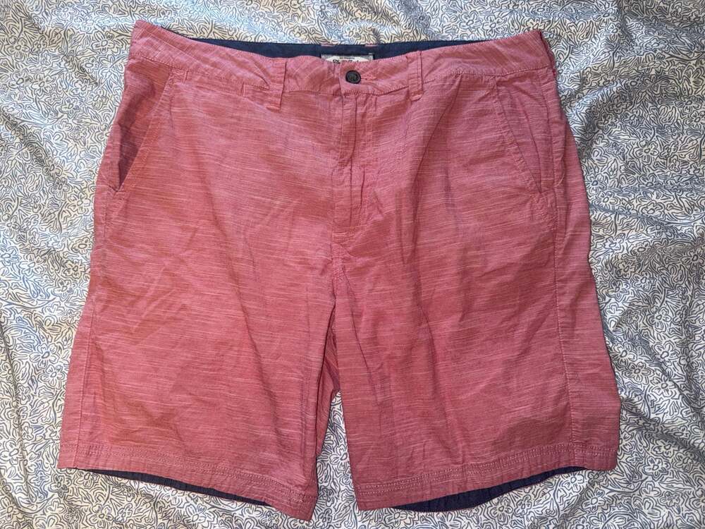 Flag & Anthem Mens Red Heathered Flat Front Chino Shorts Size 36